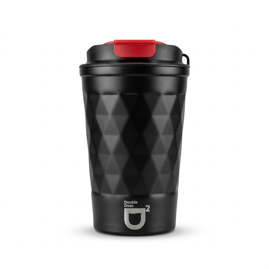 D² Textured Red Lid Tumbler - matte body with signature red lid